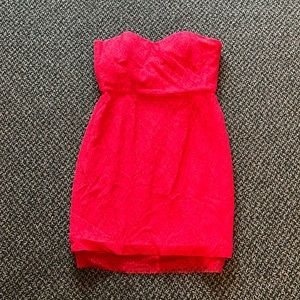Bcbgmaxazria Dresses | Roselle Lace Strapless Short Cocktail Dress, Red/Berry